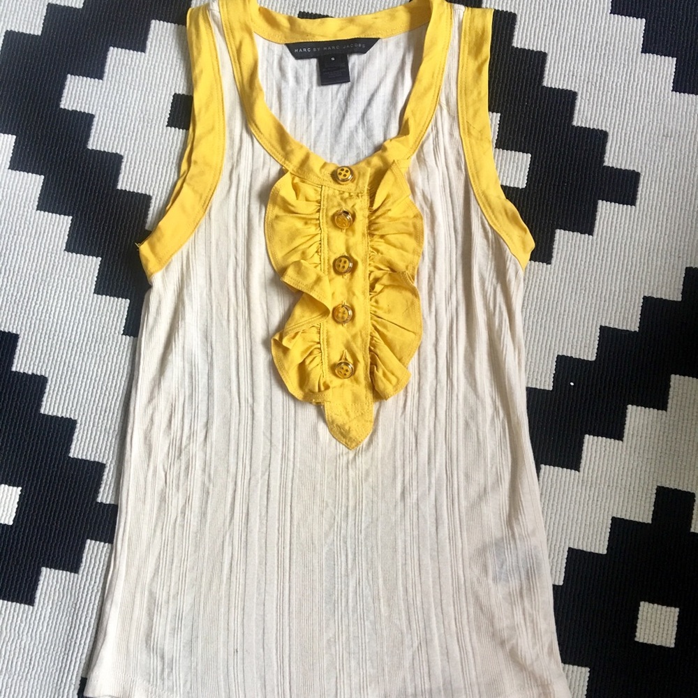 Marc Jacobs Yellow Ruffle Tank Top Small